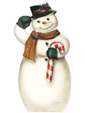 Snowman With Candy Cane - A Boardwalk Originals Holiday Display