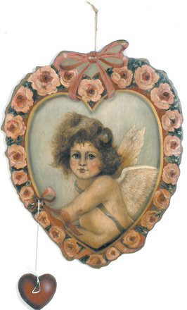 Cherub In Heat Of Roses - Boardwalk Originals Romantic Valentine's Day Decoration & Display