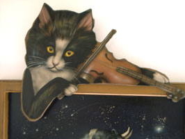 Cat With Fiddle - Boardwalk Originals Storybook Decoration & Display