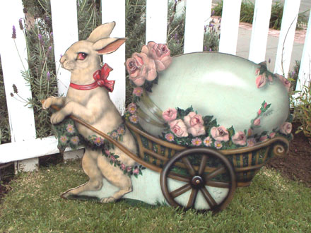 Rabbit With Egg Cart - Boardwalk Originals Rabbit Decoration & Display